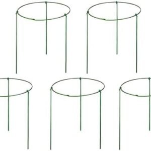 5 Pack Garden Plant Support Rings for Potted Plant, 6" Wide x 11" High, 3 Legs