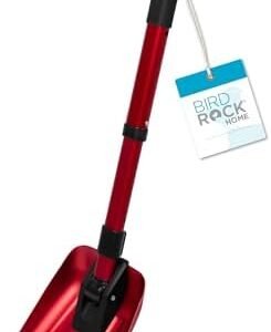 BIRDROCK HOME 34" Folding Emergency Snow Shovel for Car | Small & Compact | Tool for Snow Camping, Skiing, Snowmobiles, Avalanche Survival | Lightweight Aluminum & ABS Plastic | Red