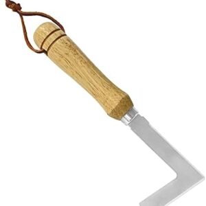 Crack Weeder Crevice Weeding Tool L-Shaped Puller Spatula 9" Stainless Steel Manual Weeder Wood Handle Weeding Sickle Grass Cutter Knife Lawn Yard Patio Sidewalk Gardening Tool