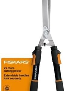 Fiskars Power-Lever Hedge Shears - 25"-33" Extendable Handle - Plant Cutting Scissors - Yard and Garden Tools - Orange/Black