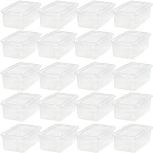 IRIS USA 5.9 Quarts Plastic Storage Container Bin with Latching Lid, 20 Pack, Nestable Box Tote Closet Game Organization Teacher Tools Art Supplies Shoe Shoebox Stackable