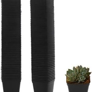Pastic Nursery Pots Square Plant Pot 100 Pcs Durable Balck Starter Container for Starting Seedlings or Succulents (2.2 Inch)