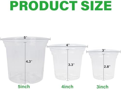 winemana 4 Inch Seed Starter Tray for Vegetable Herb Lettuce Seeds, Plant Pots for Potting Soil Indoor Plants, Clear Nursery Pots Plastic Planting Pots Garden Flower Pots- 60 Packs - Image 2