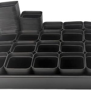 3.15 inch (8CM) Square Nursery Pots 100 pcs, Sturdy Seed Starter Trays 5 Pcs, Seeds Starting Germination Tray, Planter Nursery Propagation 5 Sets