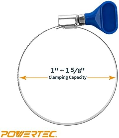 POWERTEC 70247 1-1/2 Inch Stainless Steel Thumb Screw Clamps, Adjustable Key Hose Clamps for Pool Hose for Above Ground Pools and PVC Tubing, Pipe Clamp, Worm Gear Clamp, 5 pack - Image 2