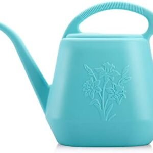 Fasmov 1-Gallon Plastic Watering Can with Comfortable Handle, Garden Watering Cans Long Spout for Indoor Outdoor Watering Plants, Bright Blue