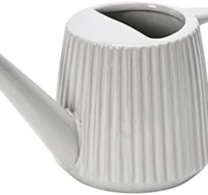 Creative Co-Op Quart Stoneware Reactive Glaze Finish Watering Can, White