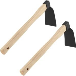 2 PCS 15 Inch Carbon Steel Garden Hoe, Hoe Garden Tool Heavy Duty, Garden Digging Hoe with Wooden Handle, Blade Head Hand Rogue Hoe for Loosening Soil, Weeding, Planting