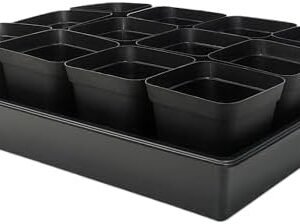 3.5 inch Square Nursery Pots 60pcs, Sturdy Seed Starter Trays 5 Pcs, Seeds Starting Germination, Small Planter Nursery Propagation 5 Sets