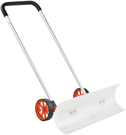 Snow Pusher Shovel with Wheels for Driveway, 37 inch Bi-Directional Heavy Duty Plastic Snow Pusher on Wheels, Wheeled Rolling Snow Shovels for Snow Removal - Image 9