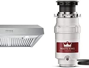 COSMO UC30 30 in. Under Cabinet Range Hood + Waste King 1/2 HP Garbage Disposal