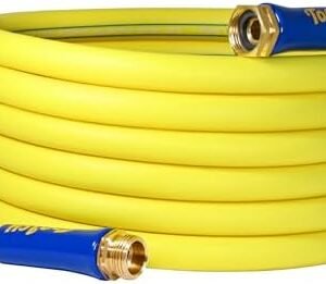 Flexible Garden Hose 25 ft with Swivel Grip, Heavy Duty Hybrid 5/8 inch Water Hose, Outdoor, Lightweight, All-Weather, Brass Male to Female Fittings, 250 Burst