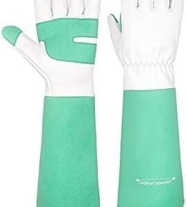 HLDD HANDLANDY Long Sleeve Leather Gardening Gloves,Rose Pruning Floral Gauntlet Garden Gloves For Women and Men