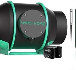 Mars Hdyro iFresh 6 Inch Smart Inline Duct Fan with Variable Speed Controller, Temperature and Humidity Probe Sensor, 402 CFM App Control Ventilation Exhaust Fan for Grow Tents, Hydroponics