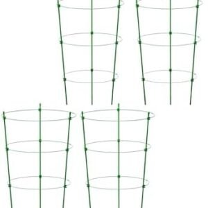 Adjustable Tomato Cage for Garden Large 47 Inches Rack Retractable Plant Support Stand with 4 Rings for Vegetable,4-Pack Set