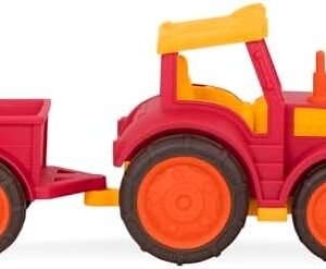 Battat- Wonder Wheels- Red Toy Tractor And Trailer – Farm Toys For Kids, Toddlers – Pretend Play - Recyclable Materials – 1 year +