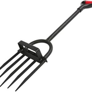 5-Tine Heavy Duty Pitch Fork for Gardening - Long Handled Digging Fork Garden Claw Weeder
