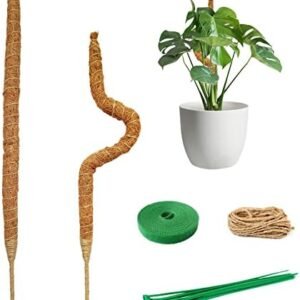 CASIMR 44.8 Inch Moss Pole for Plant Monstera, Bendable Plant Stakes Support Cages Set of 2, Coco Coir Pole Potted Plants Support/Trellis for Indoor Climbing Plants