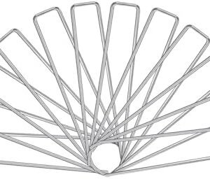 12 Pack Sturdy Garden Landscape Staples, 6 Inch Galvanized Steel Sod Pins Anti-Rust Stakes for Weed Barrier, Christmas Decorations and Landscaping Fabric.