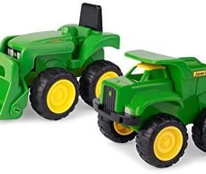 John Deere Sandbox Toys - Includes Dump Truck Toy and Tractor Toy with Loader - Kids Outdoor Toys - Easter Gifts for Kids - Green - 2 Count - Ages 18 Months and Up