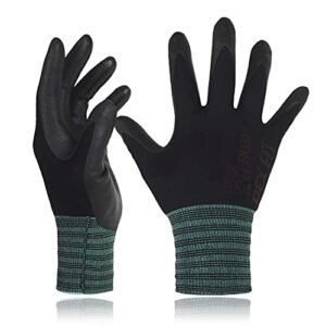 DEX FIT Nitrile Work Gloves FN330, 1 Pair, 3D-Comfort Stretchy Fit, Firm Grip, Thin & Lightweight, Touch-Screen Compatible, Durable, Breathable & Cool, Machine Washable; Black M (8)