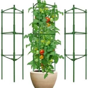 Tomato cage 3pcs,for Tomato Plant Stakes Support and Vertical Climbing Plants,with 20pcs Twist Tie(Upto 55 inches)