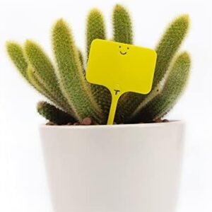 Smiley Face Plastic Plant Labels | Gardening Tools | Multicolor Waterproof Plant Tags (10 x Yellow)