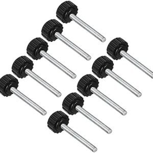 Knurled Clamping Knobs, M4 x 35mm Male Thread 16mm Head, Thermoset Plastic Thumb Screw Grip Bolt Knobs Black - (Applications: for Lathe Machinery), 10-Pieces