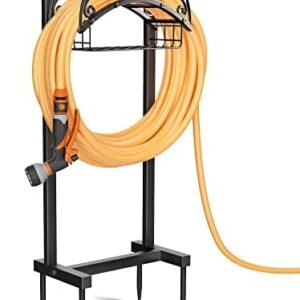 Garden Hose Holder - Upgraded Water Hose Holder Holds 151-feet Hose, Heavy Duty Metal Hose Stand Sturdy Freestanding Hose Hanger, Detachable Garden Hose Storage Rack for Outside Yard Lawn