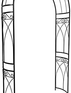 OUTOUR Stereoscopic Metal Garden Arch Arbor Arbour Archway with Graceful Curve for Climbing Plants Roses Vines, Outdoor Garden Lawn Backyard Patio, Wedding, Black