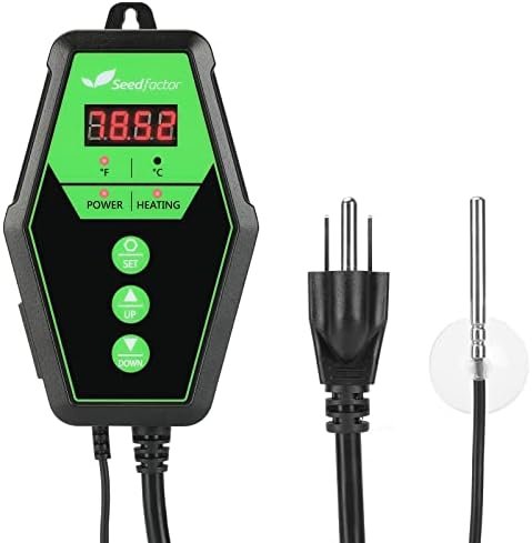 Seedfactor Digital Heat Mat Thermostat Controller for Seed Germination, Reptiles and Brewing Breeding Incubation Greenhouse, 40-108°F, 8.3A 1000W FCC-Certified, UL-Listed