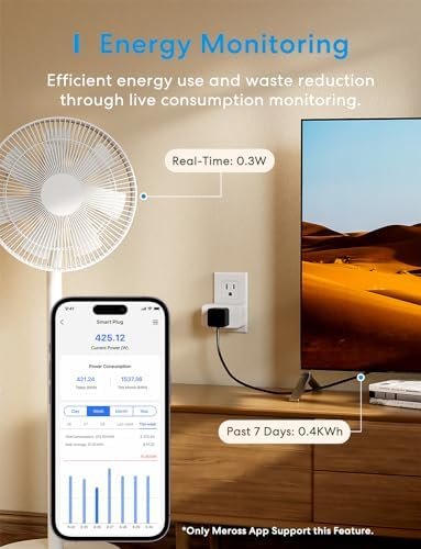 meross Matter Smart Plug Mini, Energy Monitoring, MSS Easy Setup, 15A/1800W, 100% Privacy Wi-Fi Outlet Support Apple HomeKit, Alexa, Google Home with Schedule Timer, App & Voice Control (1 Pack) - Image 2