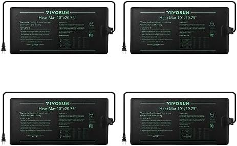 VIVOSUN 4-Pack 10" x 20.75" Durable Waterproof Seedling Heat Mat, UL & MET-Certified Warm Hydroponic Heating Pad for Germination, Indoor Gardening, Greenhouse