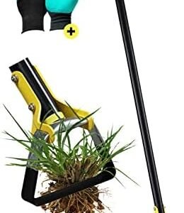 BANGSAUR Action Hoe Hula Hoes Garden Tool Weeder Adjustable Long Handle Stirrup Sickle with Claw Gardening Gloves(30-42in/3 Sections)