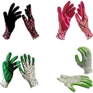 4 Pairs Gardening Gloves for women and Ladies,Breathable Rubber Coated Garden Gloves, Outdoor Protective Work Gloves, Universal One Size