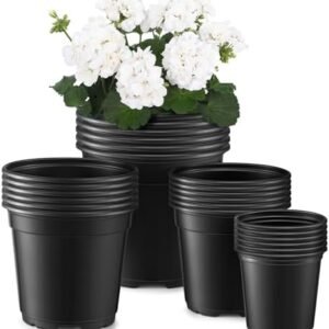 GROWNEER Nursery Pots with Drainage Holes Pack of 24 Pots 3.5/4.5/5.5/6.5 Inch and Plant Label Flexible Seedling Pots Seed Starting Planter for Indoor Outdoor, Flowers, Succulents, Cactus