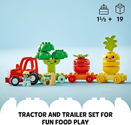LEGO DUPLO My First Fruit and Vegetable Tractor Toy 10982, Stacking and Color Sorting Toys for Babies and Toddlers Ages 1 .5-3 Years Old, Educational Early Learning Set - Image 2
