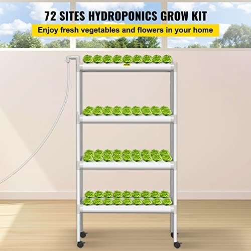 Hydroponics Growing System, 72 Sites 8 Food-Grade PVC-U Pipes, 4 Layers Indoor Planting Kit with Water Pump, Timer, Nest Basket, Sponge, for Fruits, Vegetables, Herbs, White - Image 2