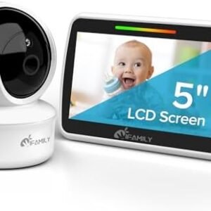 iFamily Baby Monitor - Large 5" Screen with 30Hrs Battery Life - Remote Pan-Tilt-Zoom;No WiFi, Two-Way Audio, Night Vision, Temperature, Lullabies, 960ft Long Range Baby Monitor with Camera and Audio