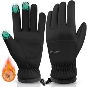 ihuan Winter Gloves Waterproof Windproof Mens Women - Warm Gloves Cold Weather, Touch Screen Fingers, Driving Biking Running
