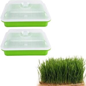 DasMarine Seed Sprouting Tray with Lid, BPA-Free Seed Sprouter Tray Seed Germination Kit with Cover, Microgreen Growing Tray Kit for Home Office Gargen (4)