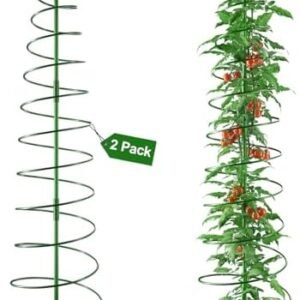 Tomato Plant Cages Garden Plant Trellis for Garden - 2 Pack, Tower Stretchable to 53.6 Inch with Poles Stakes Metal Climbing Plant Folding Growing Support Cage for Vegetable Cucumber Vine Outdoor