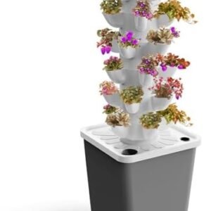 Hydroponic Tower Growing sytem Indoor hydroponic Grow System Vertical Grow Tower 6 Layer 30 Plants Sites with Pump and Movable Water Tank