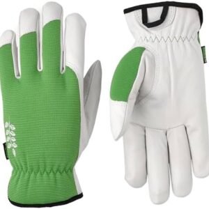 Hestra Job Garden Kobolt Women’s Garden Gloves for Potting, Planting and Everyday - Green/White - 7