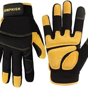 JUMPHIGH Safety Work Gloves, Utility Mechanic Working Gloves High Dexterity Touch Screen for Multipurpose, Excellent Grip