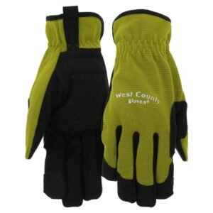 West County Gardener Eco Friendly High Dexterity Women's Utility Glove, Touchscreen Capable, Synthetic Leather Padded Palm, Green, Large (WG52001S-WL)