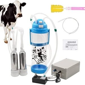 Milking Machine for Cow Electric Milker 3L Portable Pulsation Vacuum Pump Automatic Plug-in Speed Adjustable Milking Supplies with Milk Bucket, Tube, Brush