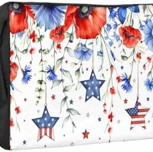 4th of July Outdoor TV Cover 32 Inch Poppy Flower TV Enclosure Independence Day Star American Flag TV Covers for Outside TV Display Screen Protector with Remote Control Pocket