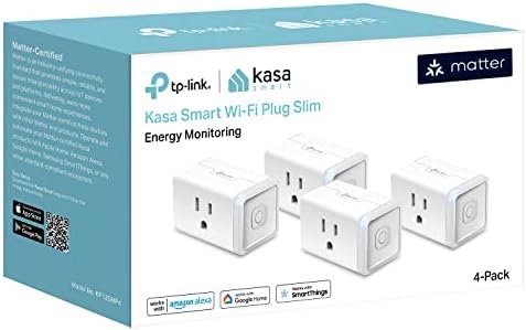 Kasa Matter Smart Plug w/ Energy Monitoring, Compact Design, 15A/1800W Max, Super Easy Setup, Works with Apple Home, Alexa & Google Home, UL Certified, 2.4G Wi-Fi Only, White, KP125M (4-Pack)