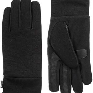 isotoner Men’s Tech Stretch Touchscreen Texting Double Lined Cold Weather Gloves with Water Repellent Technology